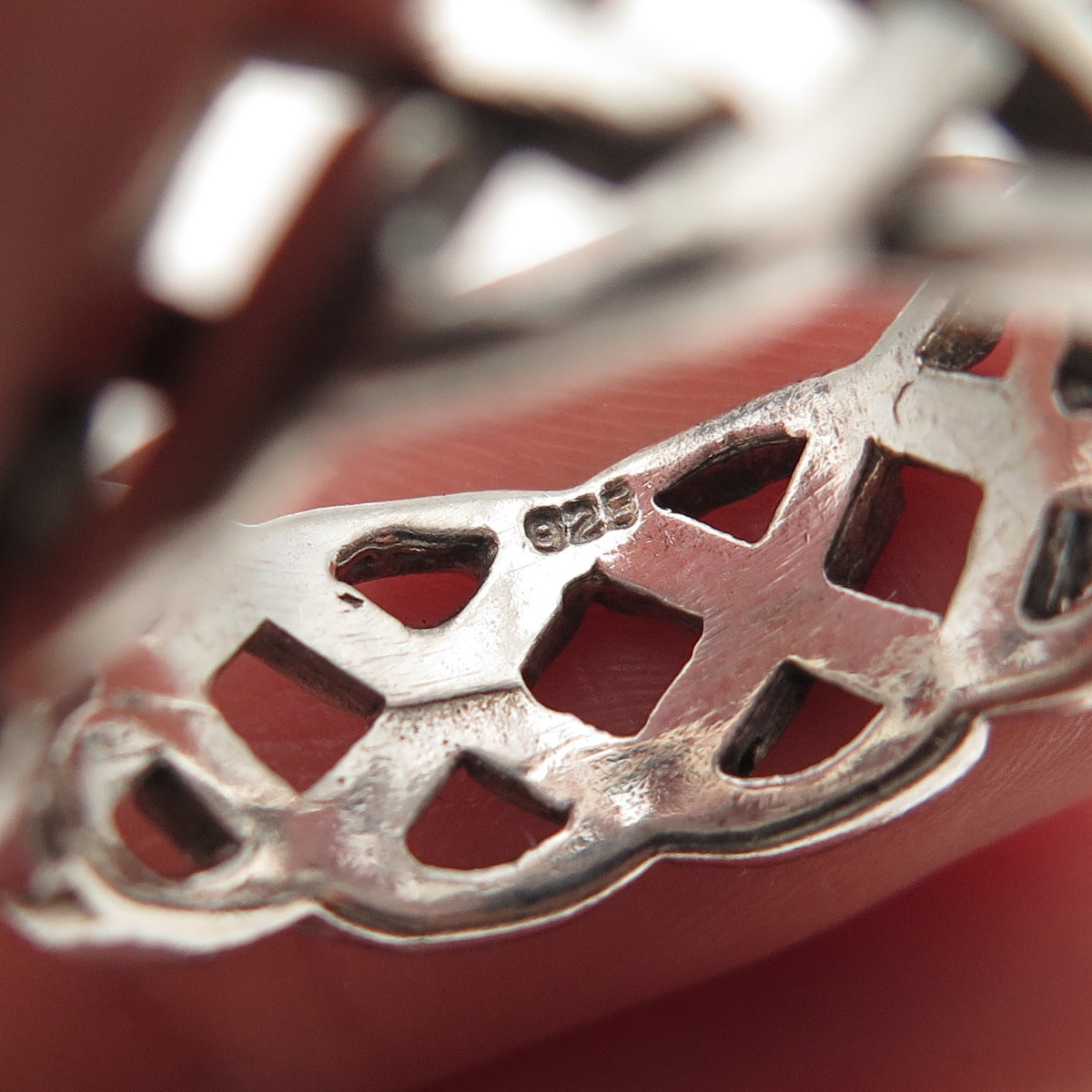 925 Sterling Silver Vintage Celtic Woven Oxidized Band Ring Size 7.75