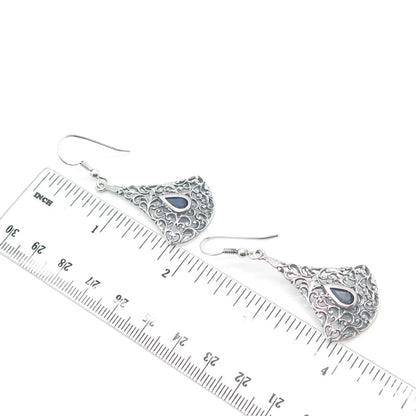 925 Sterling Silver Vintage C Z Ornate Earrings