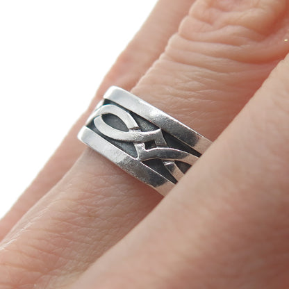 925 Sterling Silver Vintage Celtic Knot Band Ring Size 10.25