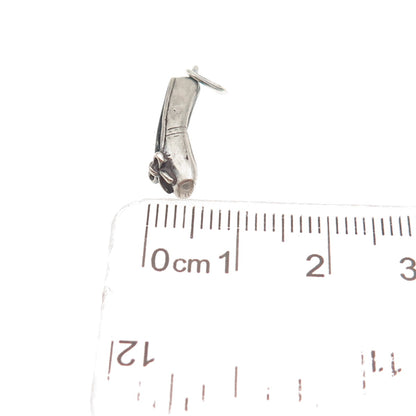 Sunwest Sterling Silver Vintage Ballerina Shoe Oxidized 3D Mini Charm Pendant
