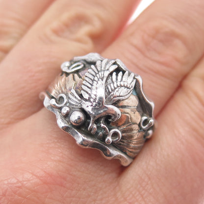 Jack Bly Kewa Old Pawn 925 Sterling Silver 2-Tone Vintage Eagle Ring Size 11.25