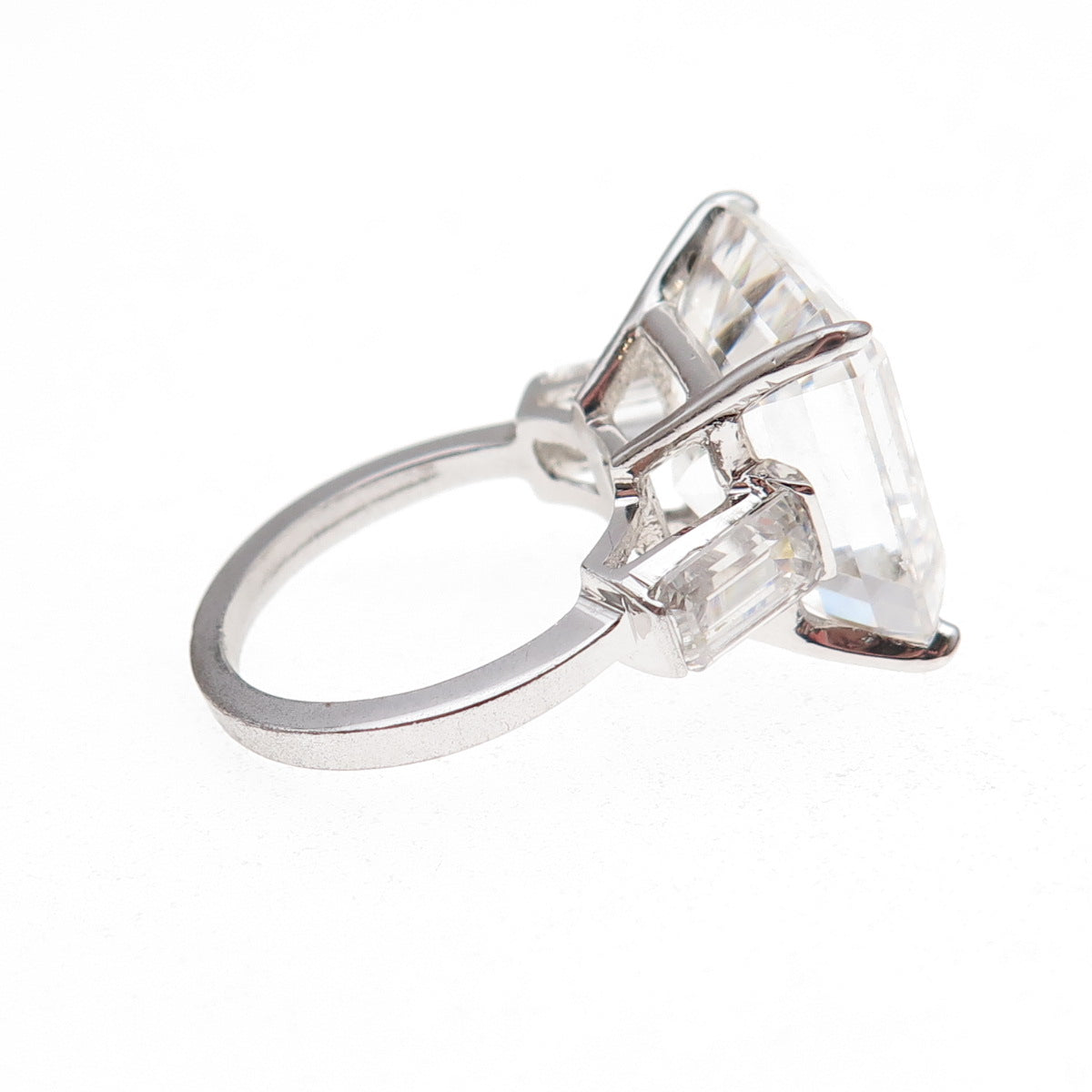 925 Sterling Silver Vintage C Z Engagement Ring Size 5.75