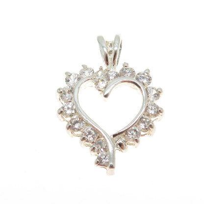 925 Sterling Silver Round-Cut C Z Heart Pendant