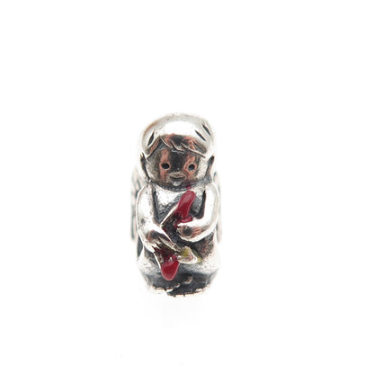 CHAMILIA 925 Sterling Silver Enamel Cupid Slide Bead Charm