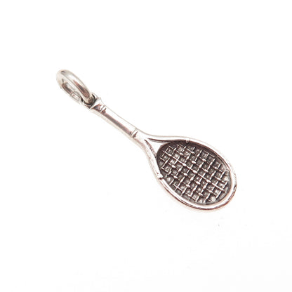 925 Sterling Silver Vintage Tennis Racket Oxidized Charm Pendant