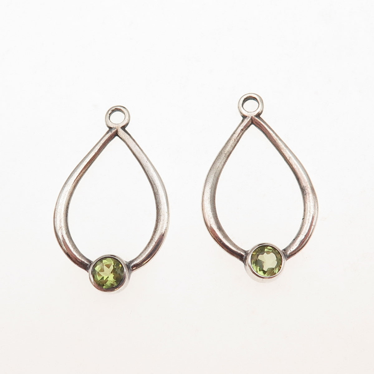 Pandora 925 Sterling Silver Real Peridot Compose Teardrop Jacket Earrings