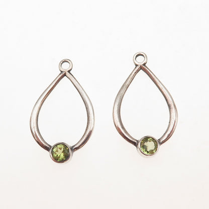 Pandora 925 Sterling Silver Real Peridot Compose Teardrop Jacket Earrings