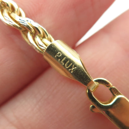 P. LUX 925 Sterling Silver Gold Plated Italy Twisted Rope Chain Necklace 22"