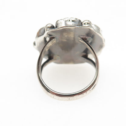 Old Pawn 925 Sterling Silver Vintage Kingman Turquoise Tribal Ring Size 4.25
