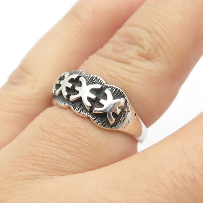 925 Sterling Silver Vintage Chinese Character Adjustable Ring Size 5.75