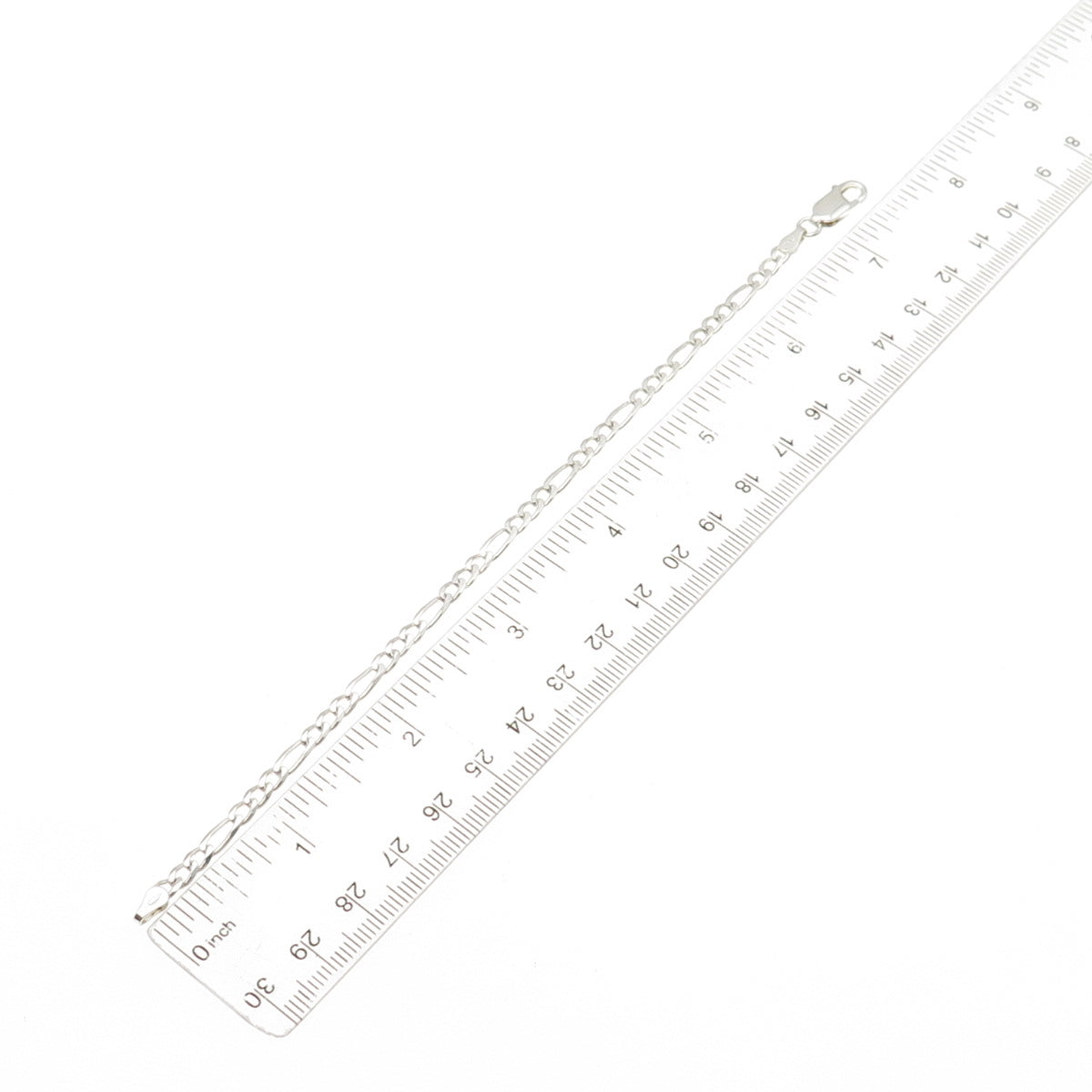 925 Sterling Silver Vintage Italy Figaro Link Bracelet 7.25"