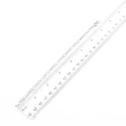 925 Sterling Silver Vintage Italy Figaro Link Bracelet 7.25"
