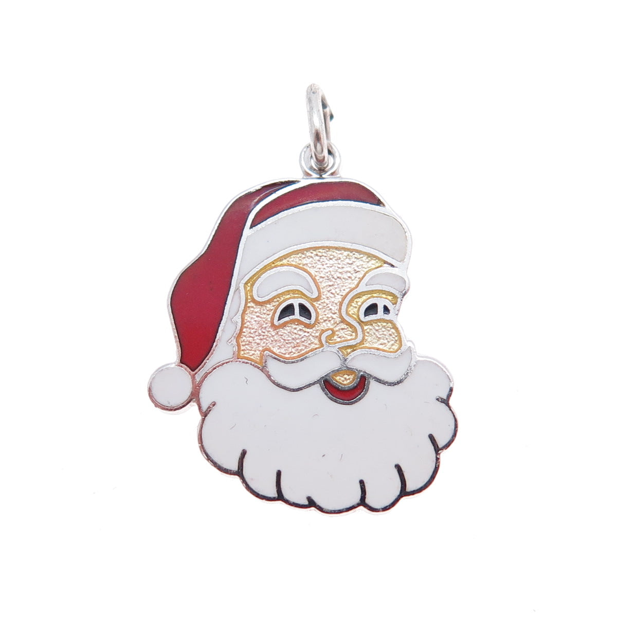 GRIFFITH & SON 925 Sterling Silver Vintage Enamel Santa Claus Minimalist Pendant