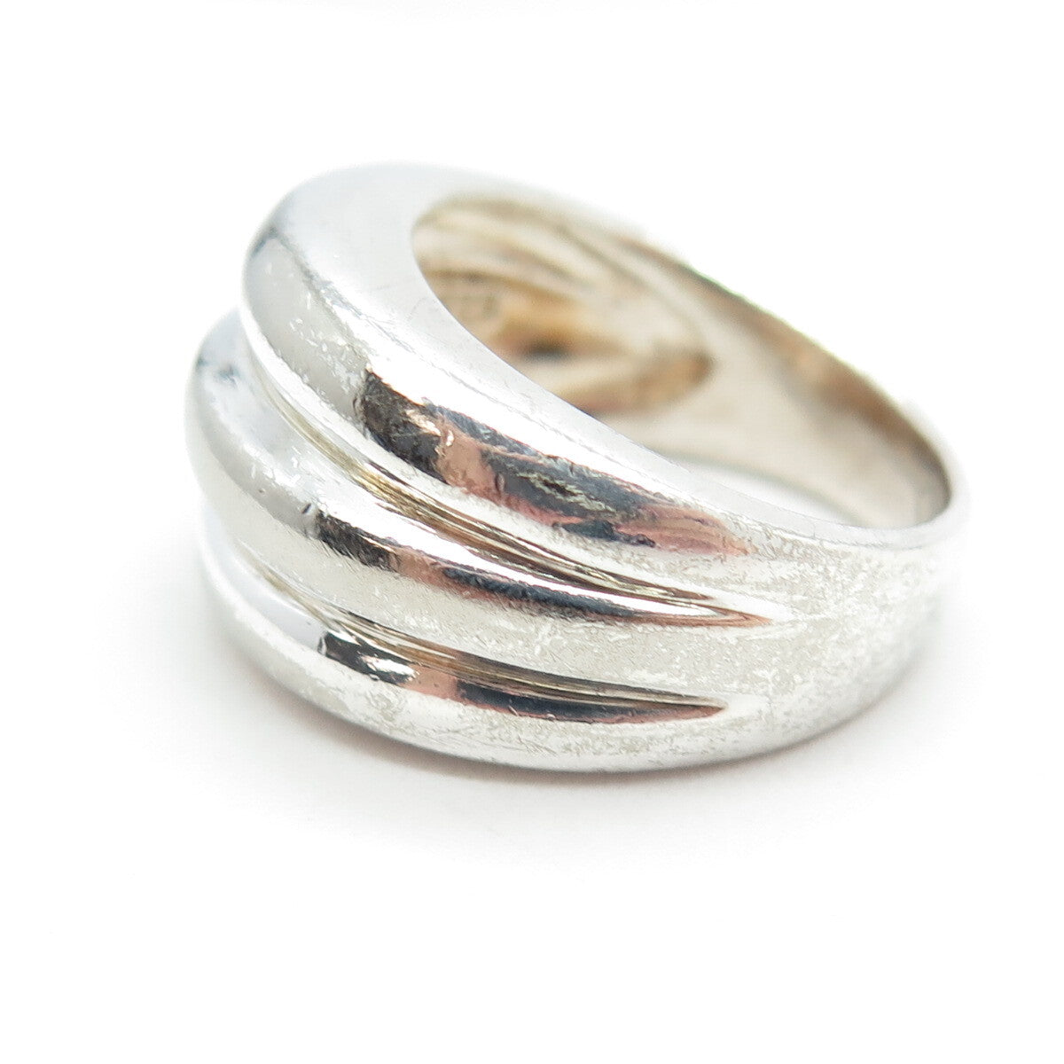 CHAPAL ZENRAY 925 Sterling Silver Vintage Modernist Ribbed Ring Size 6.75