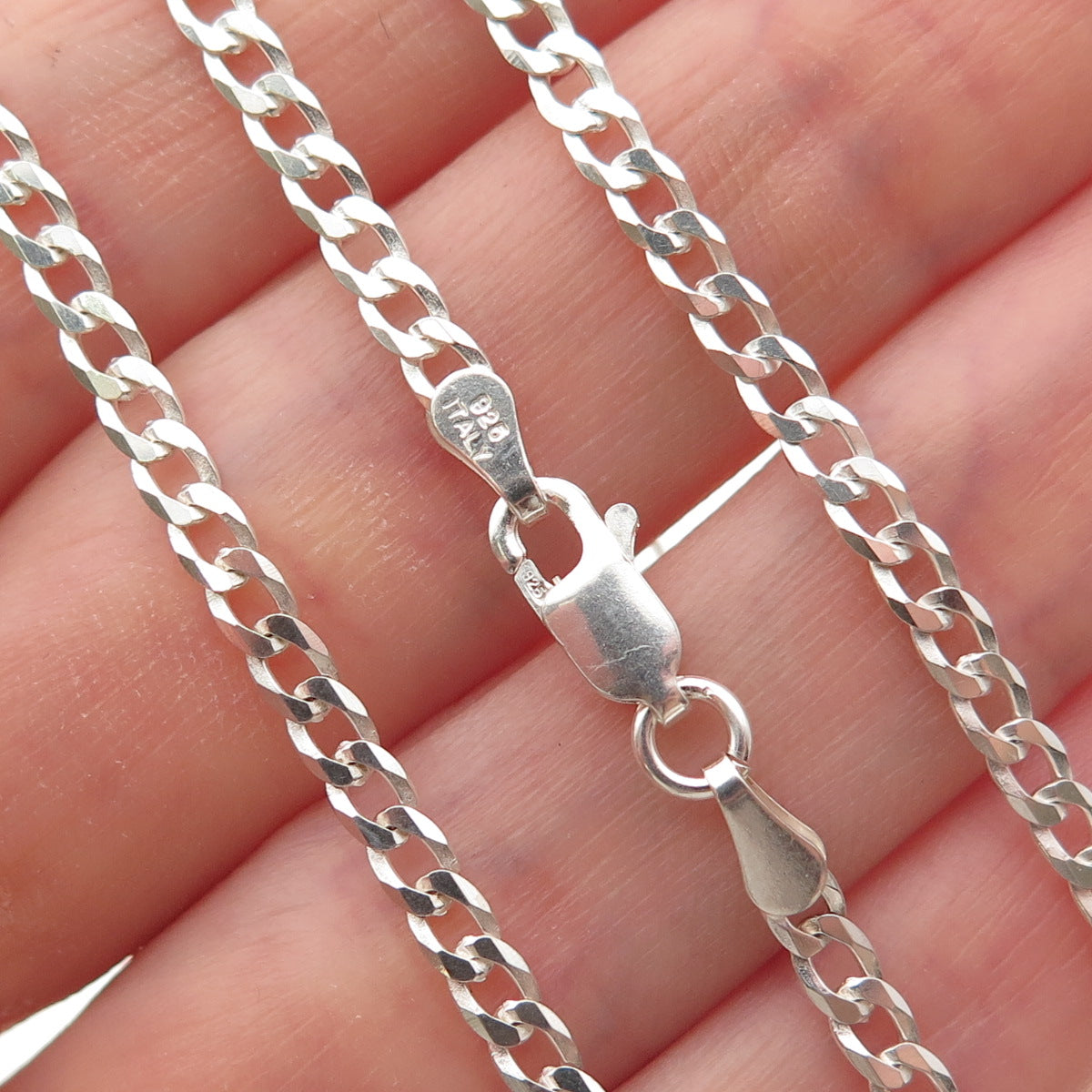 P. Lux 925 Sterling Silver Vintage Italy Curb Chain Necklace 20"