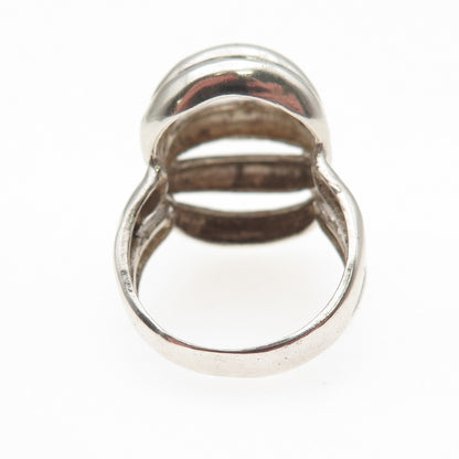 925 Sterling Silver Vintage Modernist Ribbed Dome Oxidized Ring Size 7