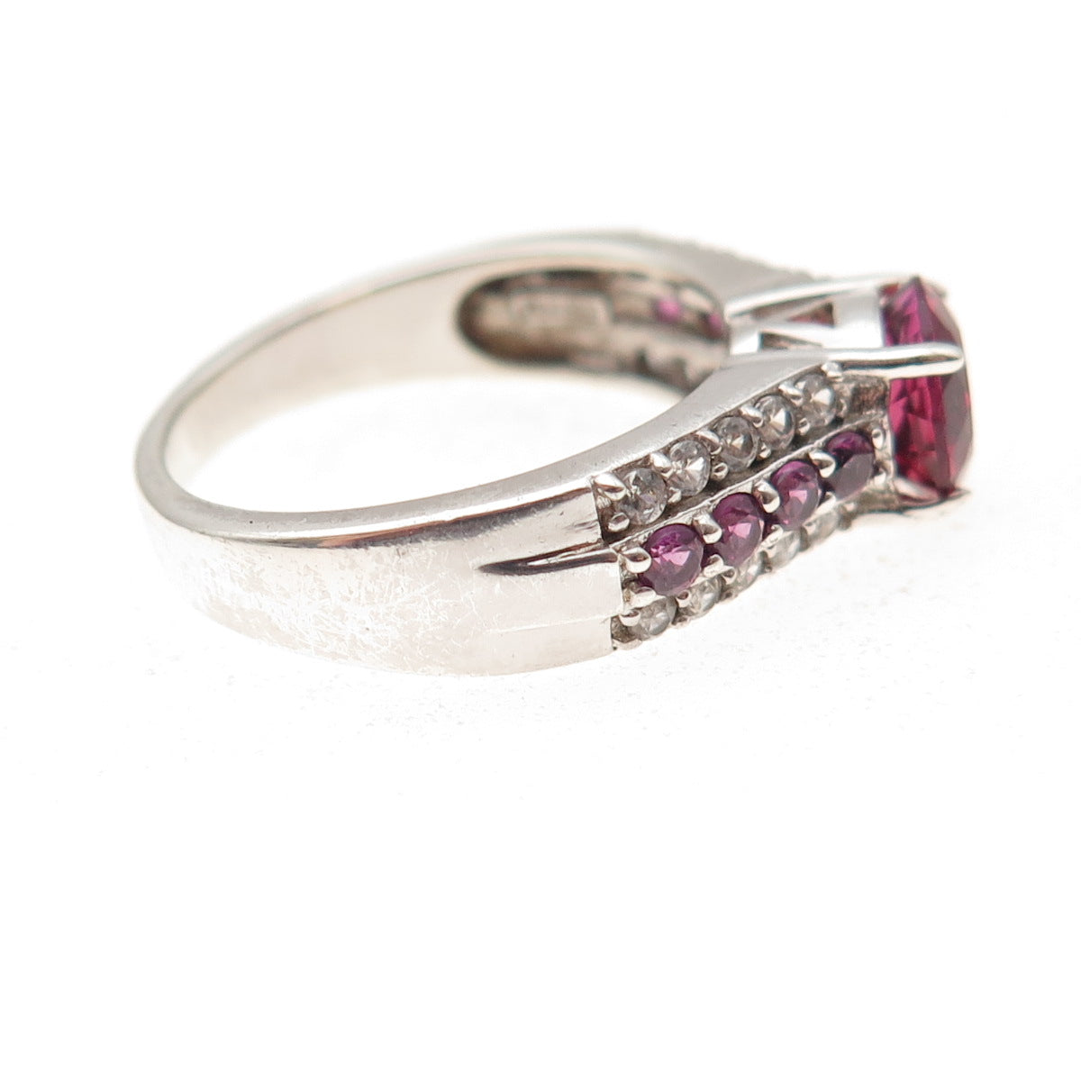 Dee Berkle 925 Sterling Silver Real Amethyst & White Topaz Ring Size 7