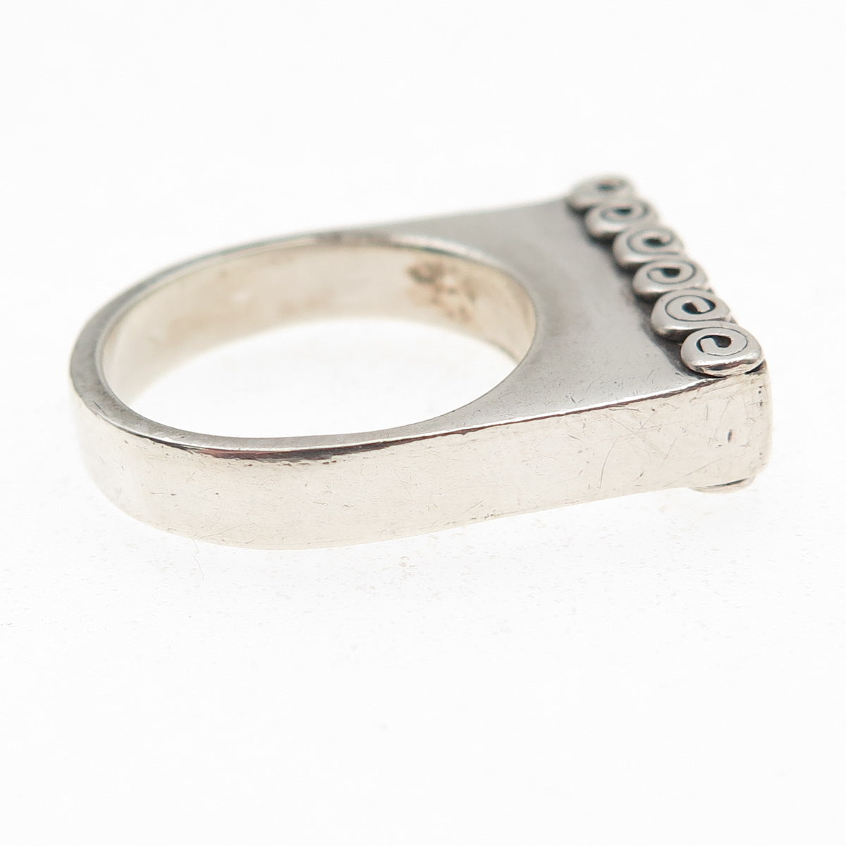 925 Sterling Silver Vintage S-Swirl Oxidized Bar Ring Size 6.5