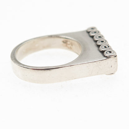 925 Sterling Silver Vintage S-Swirl Oxidized Bar Ring Size 6.5