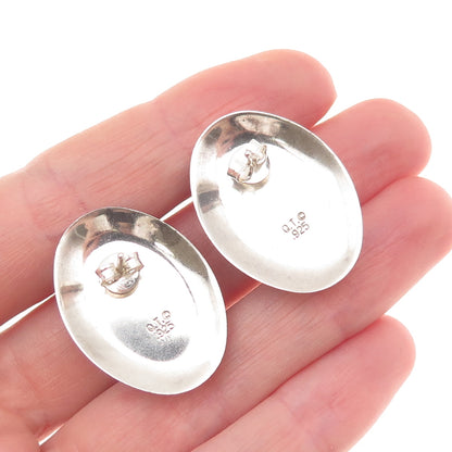 Quoc Turquoise Old Pawn 925 Sterling Silver Vintage Southwestern Pearl Earrings