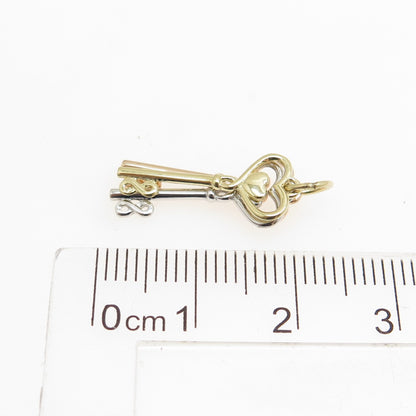 14K Yellow Rose & White Gold Heart Key Minimalist Multi-Charm Pendant