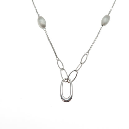 925 Sterling Silver Oval Beads By The Yard Cable Chain Necklace 32"