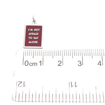 925 Sterling Silver Enamel I'm Not Afraid To Eat Alone Minimalist Charm Pendant