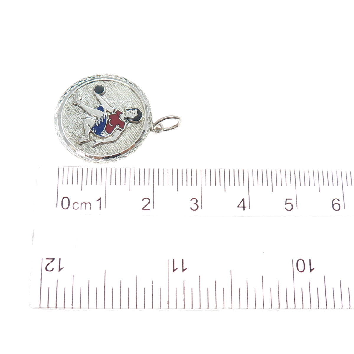 GRIFFITH & SONS CO. 925 Sterling Silver Vintage Enamel Female Bowling Pendant