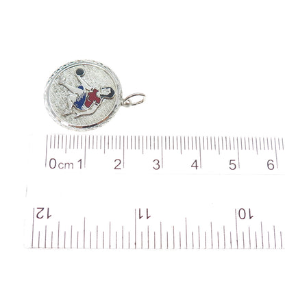 GRIFFITH & SONS CO. 925 Sterling Silver Vintage Enamel Female Bowling Pendant