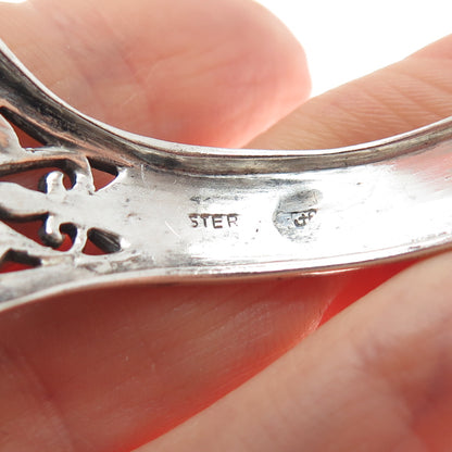 925 Sterling Silver Vintage Modernist Ornate Swirl Adjustable Cuff Bracelet 6"