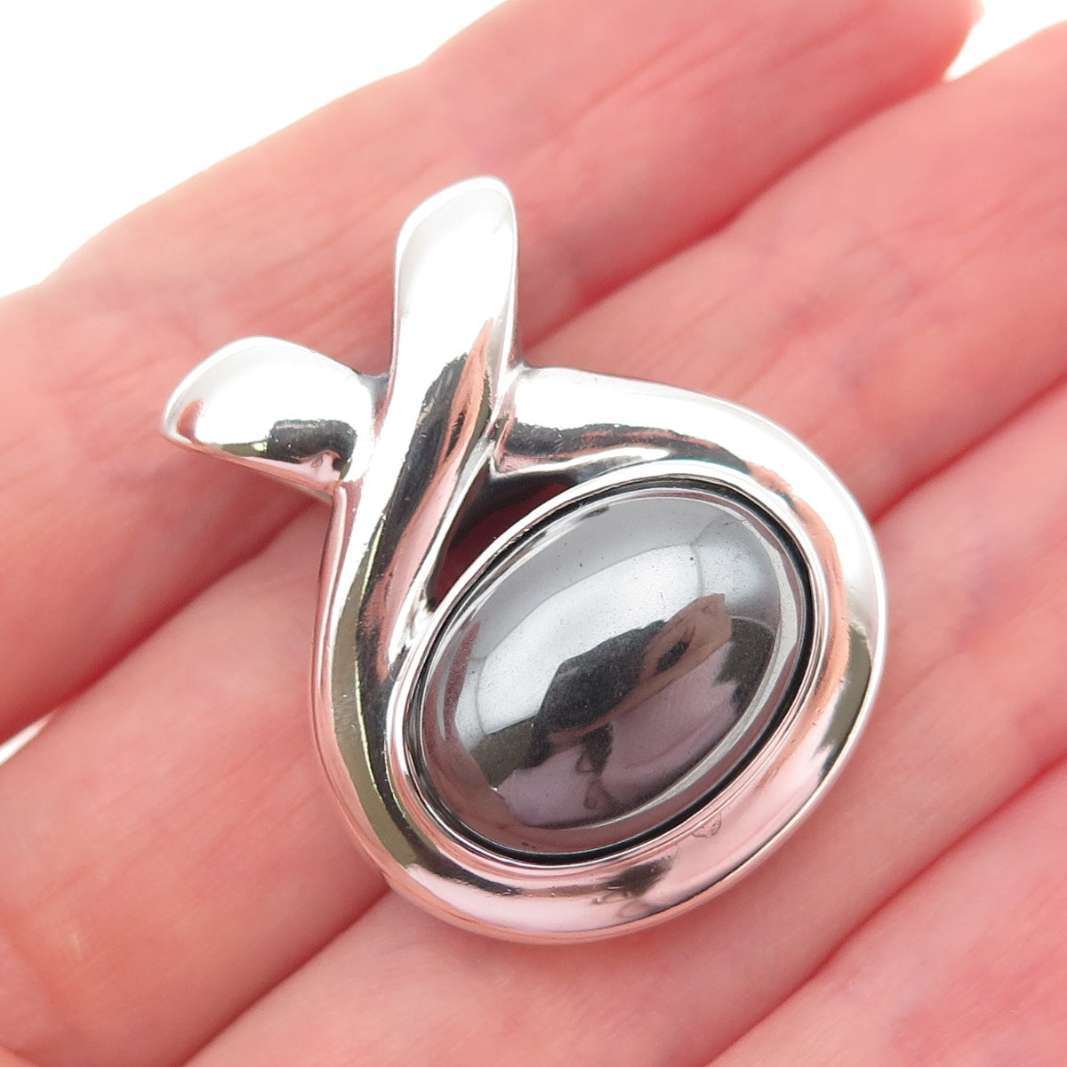 ESPO SIG Joseph Esposito 925 Sterling Silver Vintage Real Hematite Slide Pendant