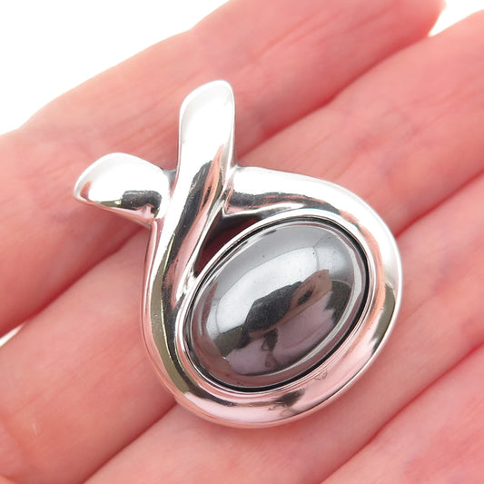 ESPO SIG Joseph Esposito 925 Sterling Silver Vintage Real Hematite Slide Pendant