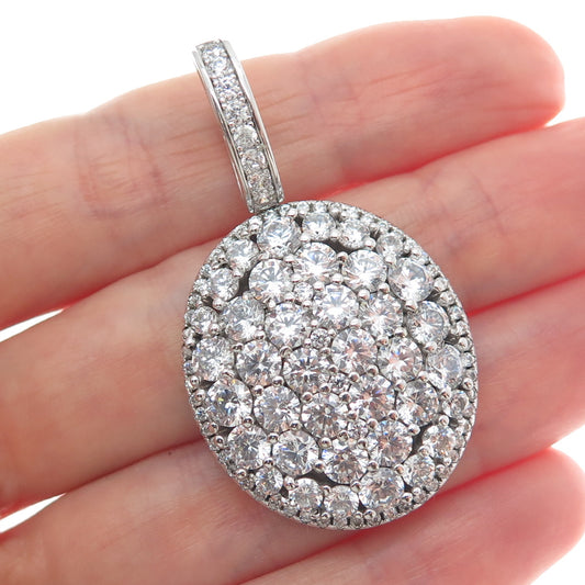 DESIGNS BY YAGI 925 Sterling Round-Cut Shaped C Z Sparkle Oval Pendant