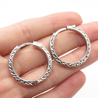 HAN 925 Sterling Silver Engraved Hoop Earrings