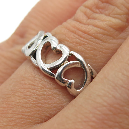 925 Sterling Silver Vintage Loving Heart Ring Size 7.25