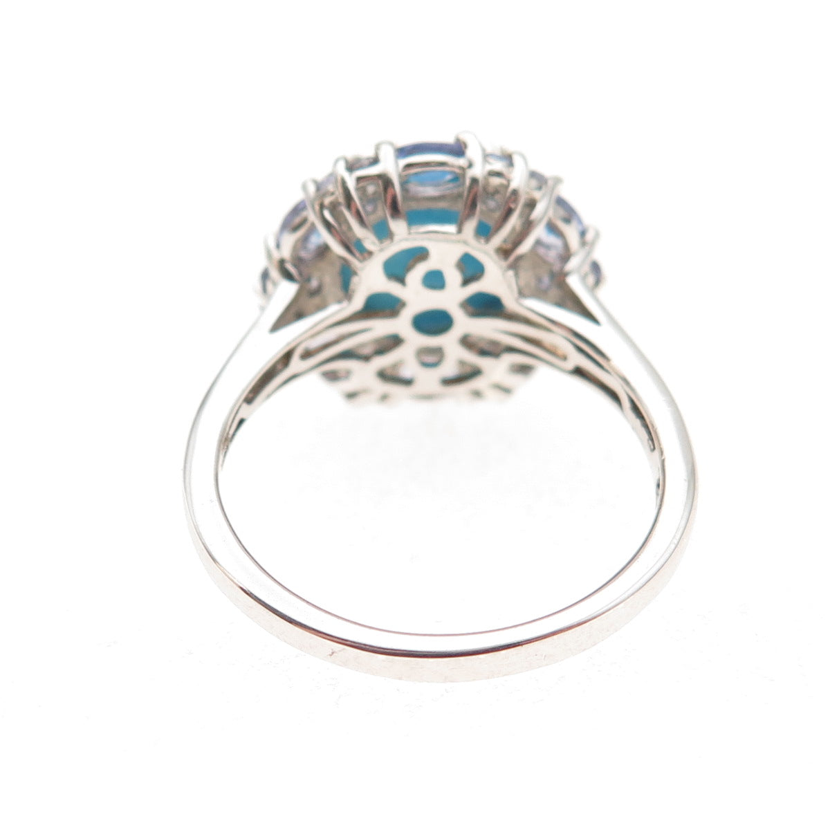Chuck Clemency 925 Sterling Silver Real Turquoise & Tanzanite Floral Ring Size 8
