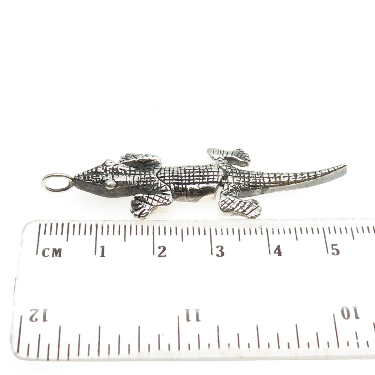 925 Sterling Silver Vintage Crocodile Pendant