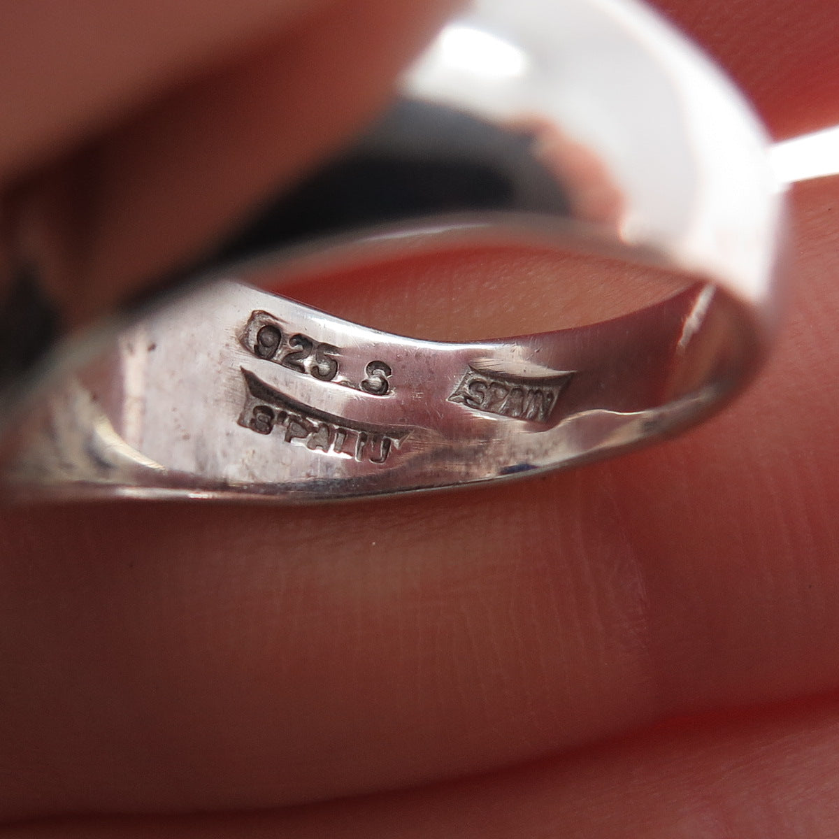 S'PALIU Sterling Silver Vintage Spain Real Lapis Modernist Ring Size 6.25 #12