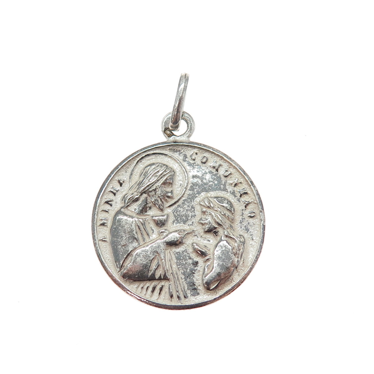 835 Silver Vintage Portugal Holy Communion Religious Medal Charm Pendant