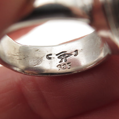 925 Sterling Silver Vintage Real Tourmaline Kabbalah Judaica Ring Size 6.75