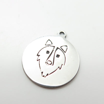 925 Sterling Silver USA Two In Town Wolf Charm Pendant