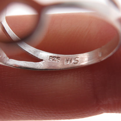 925 Sterling Silver Vintage Modernist Flower Ring Size 6.5