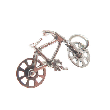 925 Sterling Silver Antique Art Deco Bicycle 3D Charm Pendant