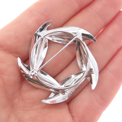 925 Sterling Silver Antique Art Deco Floral Leaf Pin Brooch