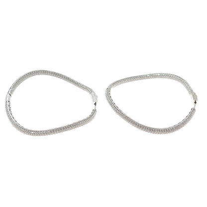 KLEO 925 Sterling Silver Round-Cut C Z In & Out Wavy Large Hoop Earrings