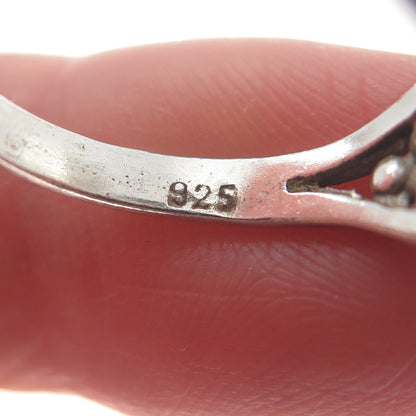 925 Sterling Silver Vintage Bisbee Turquoise Gem Checkerboard Ring Size 7.25