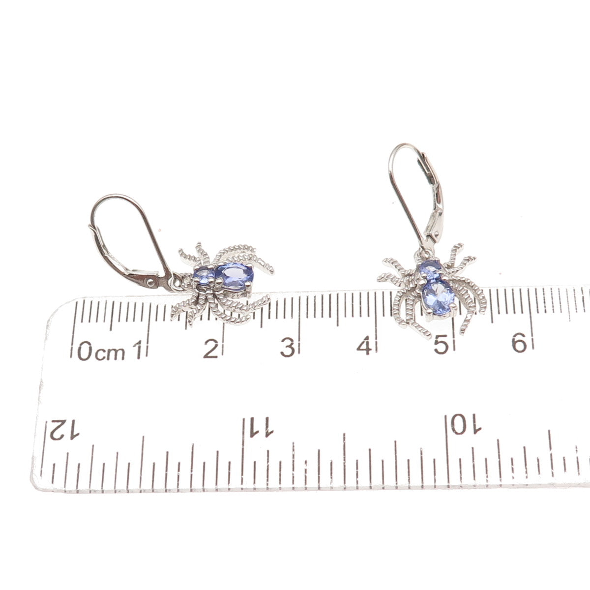 Chuck Clemency 925 Sterling Silver Real Tanzanite Spider Dangle Earrings