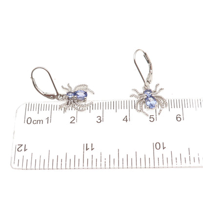Chuck Clemency 925 Sterling Silver Real Tanzanite Spider Dangle Earrings