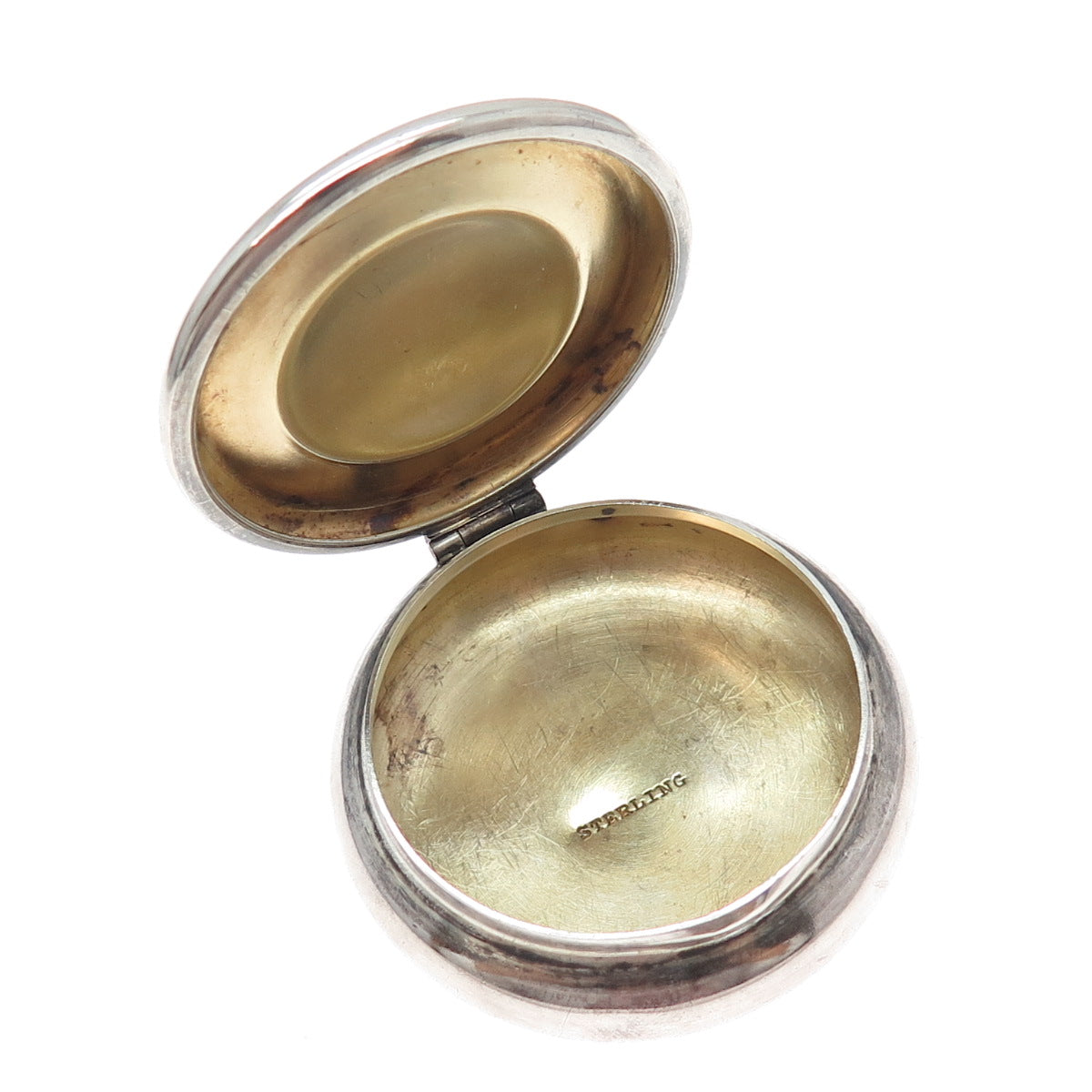 925 Sterling Silver Antique Art Deco Engraved Monogram Pill / Snuff Box