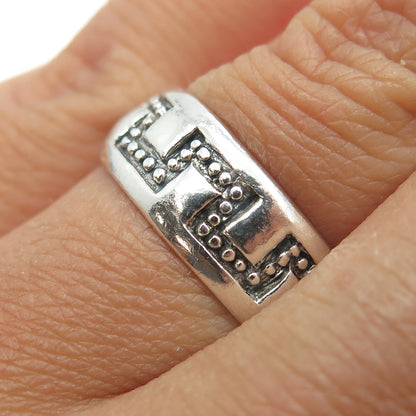 925 Sterling Silver Vintage Granulated Maze Band Ring Size 7.5